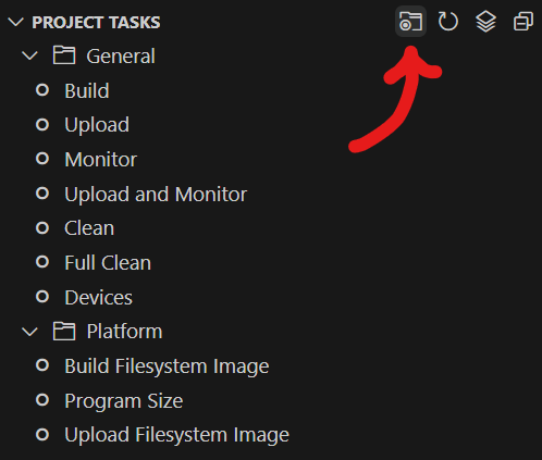 An image showing where to find the icon for 'Pick project environment'